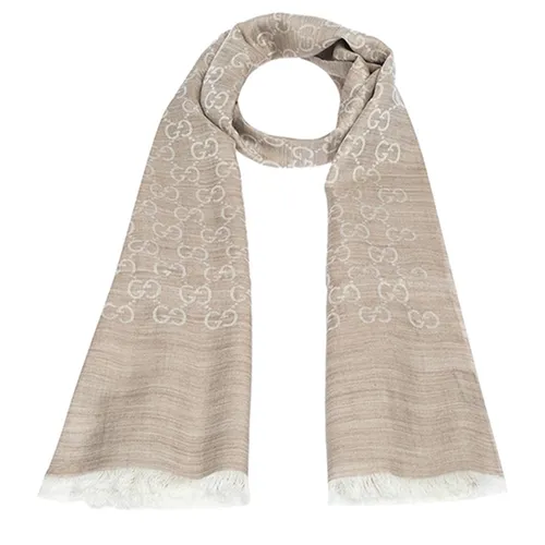 Thời trang Gucci - Khăn Quàng Cổ Nữ Gucci Cream & Beige Wool And Silk Blend Fringed Stole Màu Be Kem - Vua Hàng Hiệu