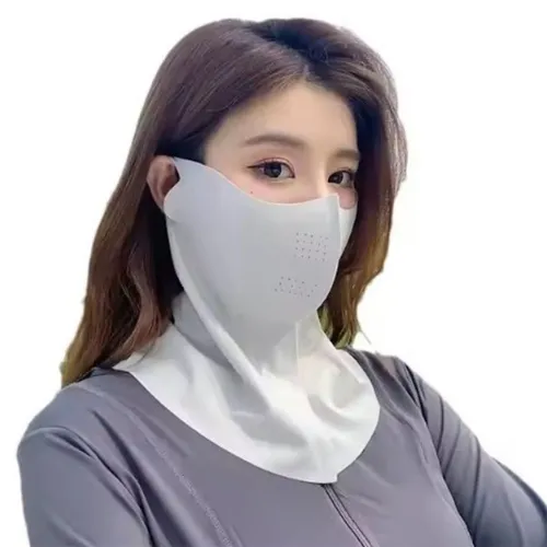 Thời trang - Khẩu Trang Kín Cổ Lululemon Summer Sunscreen Mask Breathable UV SPF50 Protective Neck Shade Silk Ear Mask Màu Be - Vua Hàng Hiệu
