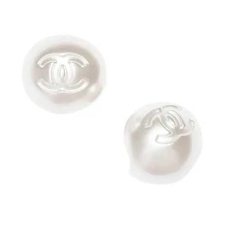 Trang sức Khuyên tai - Khuyên Tai Nữ Chanel CC Logo White Pearl Earrings Size Small Màu Trắng - Vua Hàng Hiệu
