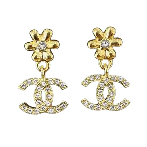 Trang sức Chanel - Khuyên Tai Nữ Chanel Flower CC Màu Vàng - Vua Hàng Hiệu