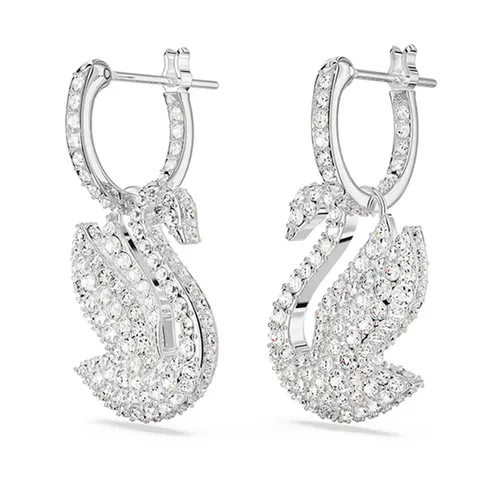 Swarovski - Khuyên Tai Nữ Swarovski Iconic Swan Drop Earrings Swan, White, Rhodium Plated 5647545 Màu Trắng Bạc - Vua Hàng Hiệu