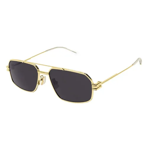 Bottega Veneta - Kính Mát Unisex Bottega Veneta Sunglasses BV1128S 002 Màu Xám/Vàng Gold - Vua Hàng Hiệu