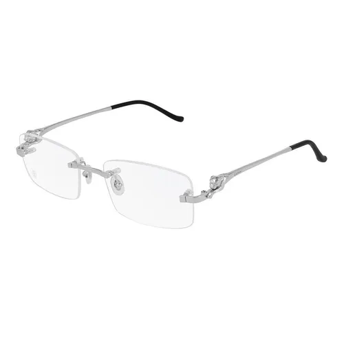 Kính mắt Pháp - Kính Mắt Cận Cartier Panthère Eyeglasses CT0281O 002 Màu Bạc - Vua Hàng Hiệu