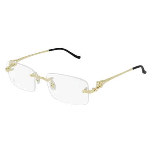 Kính mắt Pháp - Kính Mắt Cận Cartier Panthère Eyeglasses CT0281O 003 Màu Vàng - Vua Hàng Hiệu