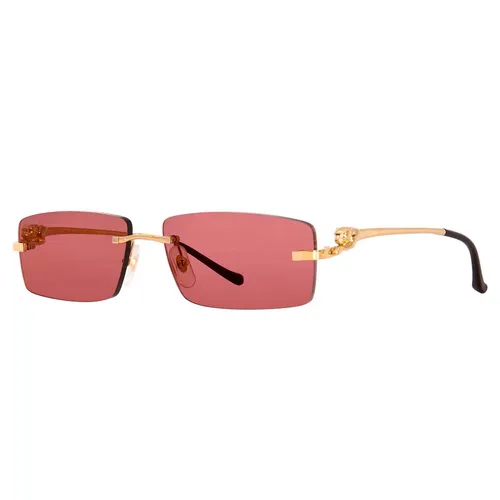 Kính Mát Cartier CT0430S 009 Sunglasses Gold/Red Rectangle Shape Màu Đỏ - Kính mắt - Vua Hàng Hiệu