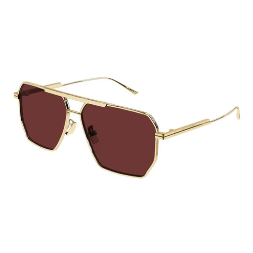 Bottega Veneta - Kính Mát Bottega Veneta Sunglasses BV1012S 005 Màu Nâu/Vàng Gold - Vua Hàng Hiệu