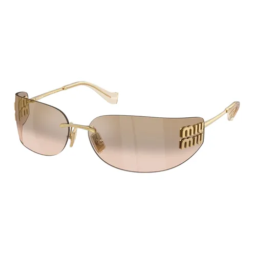 Miu Miu - Kính Mát Nữ Miu Miu Pale Gold Geometric Sunglasses SMUA51 5AK20P Màu Nâu Vàng - Vua Hàng Hiệu