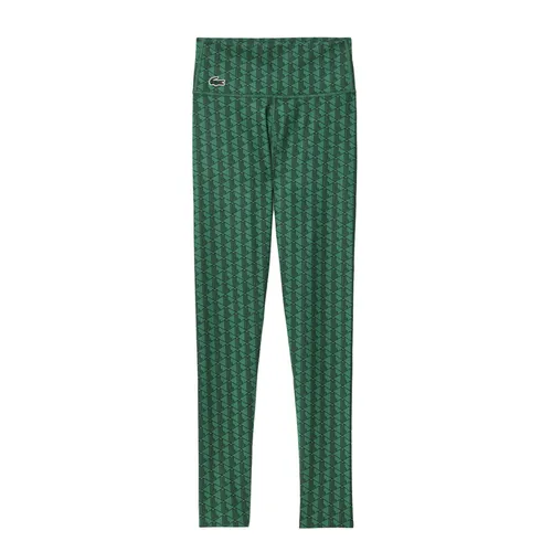 Thời trang Lacoste Quần legging - Quần Legging Nữ Lacoste Monogram Print Sport OF1018 00 QIJ Màu Xanh Lá Size S - Vua Hàng Hiệu