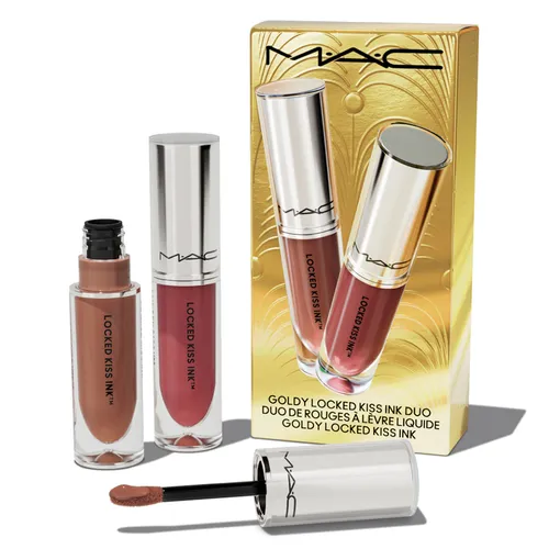 Son Môi - Set 2 Son Kem MAC Goldy Locked Kiss Ink Duo Tone (Expensive Taste Và Tried & Trophied) - Vua Hàng Hiệu