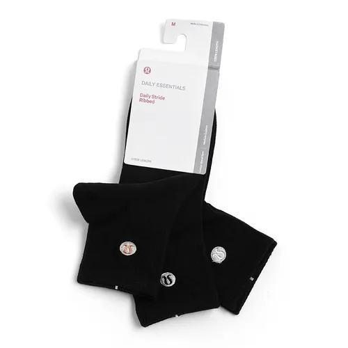 Set 3 Đôi Tất Cổ Cao Lululemon Half-Crew Throwback 3 Pair Sock Black Freeszie Màu Đen