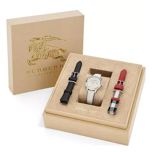 Đồng hồ Burberry - Set Đồng Hồ Nữ Burberry Burberry The Classic Round Giftset Watch 32mm Màu Trắng - Vua Hàng Hiệu
