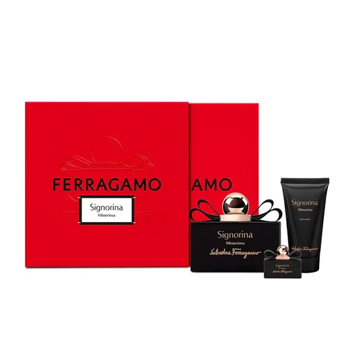 Nước hoa - Set Nước Hoa Nữ Salvatore Ferragamo Signorina Misteriosa EDP (100ml + Mini 5ml + Lotion 50ml) - Vua Hàng Hiệu