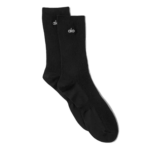 Thời trang Tất - Tất Alo Yoga Unisex Half-Crew Understated Sock - Black Màu Đen Freesize - Vua Hàng Hiệu
