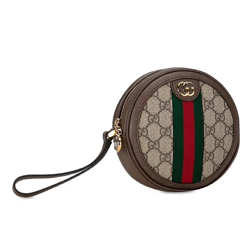 Gucci - Túi Cầm Tay Gucci GG Supreme Ophidia Round Clutch Bag Màu Nâu - Vua Hàng Hiệu