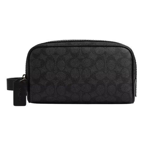 Túi xách Túi cầm tay - Túi Cầm Tay Nam Coach Small Travel Kit In Signature Canvas CAR15 Màu Đen - Vua Hàng Hiệu