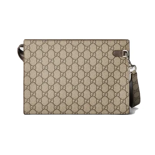 Túi xách Gucci - Túi Cầm Tay Nam Gucci Men's Mini Bags & Pouches Bi-Color Small Pouch Màu Nâu Be - Vua Hàng Hiệu