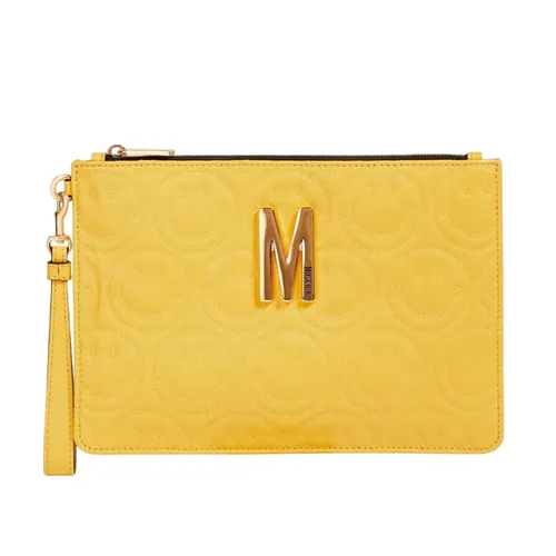 Túi xách Da cao cấp Ý - Túi Cầm Tay Nữ Love Moschino Quilted Leather Clutch Màu Vàng - Vua Hàng Hiệu