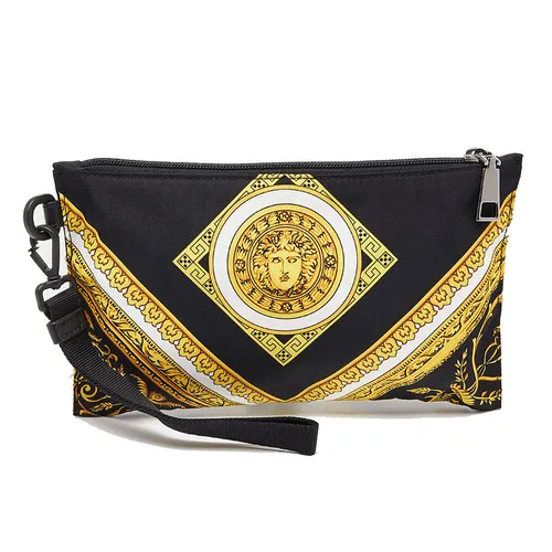 Túi xách Versace - Túi Cầm Tay Versace Black/Gold Baroque Medusa Print Nylon Wristlet Pouch Màu Đen Vàng - Vua Hàng Hiệu
