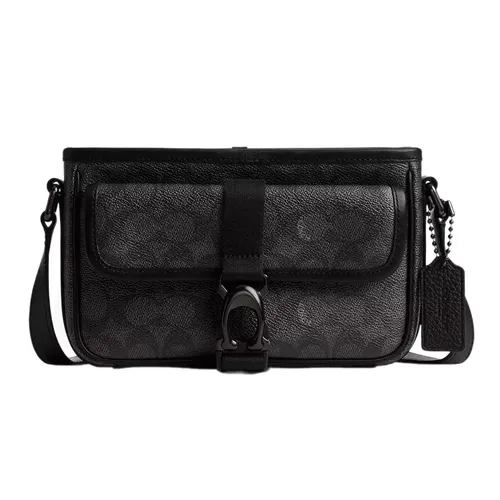 Túi xách Nam - Túi Đeo Chéo Nam Coach Beck Slim Crossbody In Signature Canvas CM337 Màu Đen Xám - Vua Hàng Hiệu