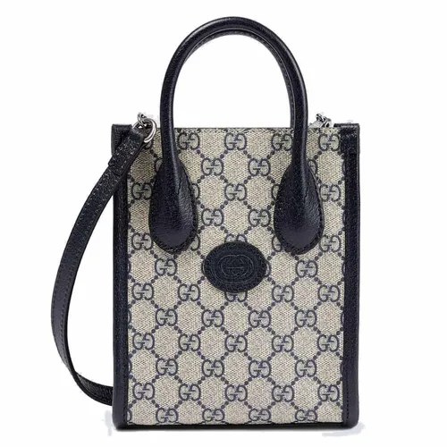 Gucci - Túi Đeo Chéo Gucci Supreme Interlocking G Mini Bag 671623 K9GSN 4075 Màu Xanh/Xám - Vua Hàng Hiệu