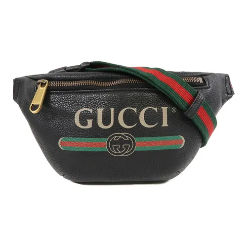 Túi Đeo Chéo Nam Gucci Logo-Print Leather Belt Bag Màu Đen