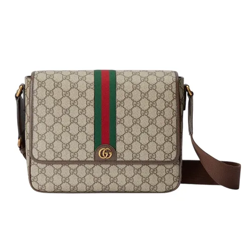 Túi Đeo Chéo Nam Gucci Ophidia Medium Messenger Bag 761741 FACJQ 9741 Màu Nâu/Be