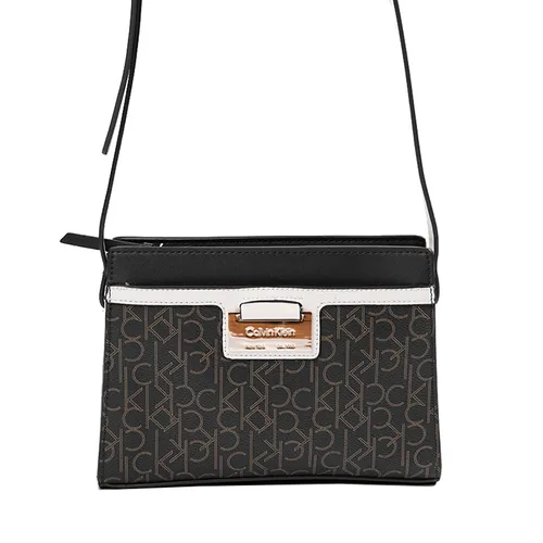 Túi Đeo Chéo Nữ Calvin Klein CK Nova H2DEIMP3 brn NWT Black/Brown Signature Leather Crossbody Bag Màu Nâu/Đen