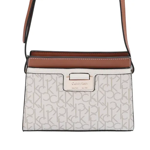 Calvin Klein - Túi Đeo Chéo Nữ Calvin Klein CK Nova H2DEIMP3 Van NWT Beige/Brown Signature Leather Crossbody Bag Màu Trắng/Nâu - Vua Hàng Hiệu