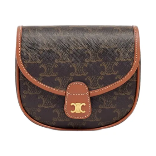 Túi xách - Túi Đeo Chéo Nữ Celine Mini Besace In Triomphe Canvas And Calfskin Màu Nâu Đen - Vua Hàng Hiệu