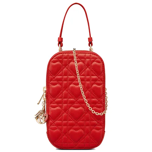 Túi Đeo Chéo Nữ Dior Stitched Lambskin Phone Holder Lady S0872ONGH_M030CM Màu Đỏ