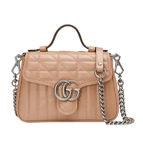 Túi Đeo Chéo Nữ Gucci GG Mini Top Handle Rose Beige 583571-UM8AN-2754 Màu Be Hồng - Túi xách - Vua Hàng Hiệu