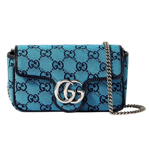 Túi Đeo Chéo Nữ Gucci Supermini Marmont Màu Xanh Lam
