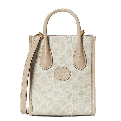 Gucci - Túi Đeo Chéo Nữ Gucci Supreme Interlocking G Mini Bag 671623-UULBT-9683 Màu Beige - Vua Hàng Hiệu