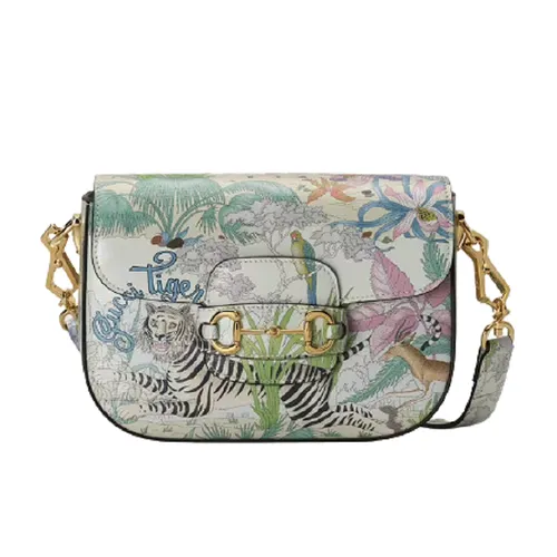 Túi xách - Túi Đeo Chéo Nữ Gucci Tiger Horsebit 1955 Mini Gold Toned Hardware Multicolor 677266-UTIBC-9177 Phối Màu - Vua Hàng Hiệu
