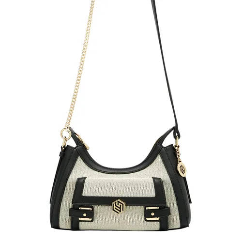 Túi Đeo Chéo Nữ Lyn Giselle Canvas Shoulder Bag Black LL25FBM638 Màu Đen