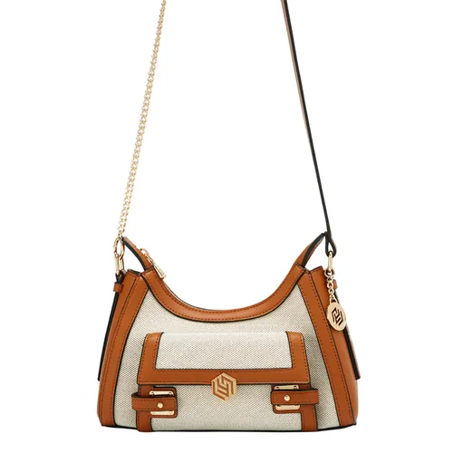 Túi Đeo Chéo Nữ Lyn Giselle Canvas Shoulder Bag Light Beige LL25FBM638 Màu Nâu/Be
