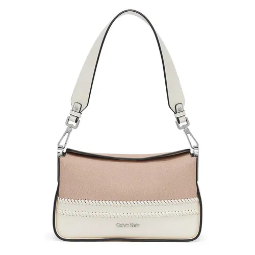Túi xách Calvin Klein - Túi Đeo Vai Nữ Calvin Klein CK Fay Magnetic Woman Shoulder Bag White/Natural Multi Canvas Màu Trắng Phối Màu - Vua Hàng Hiệu