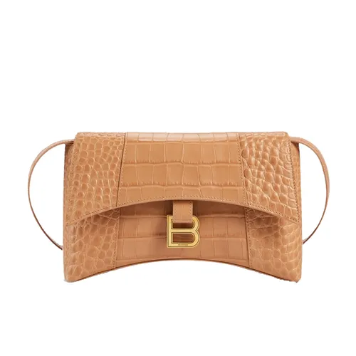 Balenciaga - Túi Đeo Vai Nữ Balenciaga Downtown TP Bag In Crocodile Embossed Leather Màu Be Đậm - Vua Hàng Hiệu