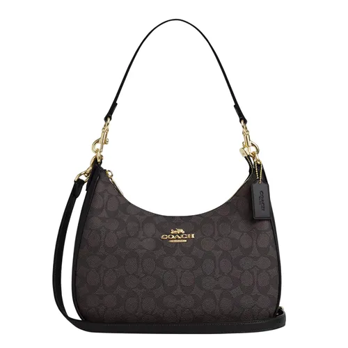 Túi Đeo Vai Nữ Coach Teri Hobo In Signature Canvas Bag CV940 Màu Nâu Đen