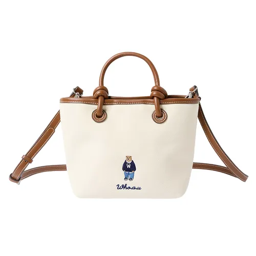 Túi xách Túi tote - Túi Tote Nữ WHOAU Canvas 2 Way Tote Bag WHBGF3821A Ivory Màu Nâu Trắng - Vua Hàng Hiệu