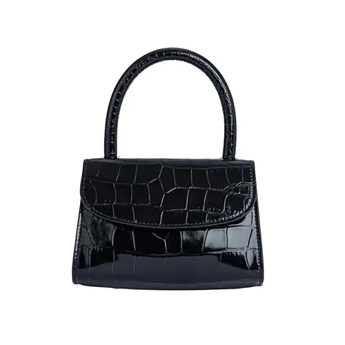 Túi Xách Tay By Far Mini Croco Embossed Leather Bag Black Màu Đen