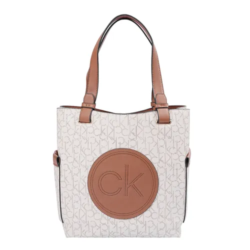 Túi xách - Túi Xách Tay Nữ Calvin Klein CK Signature Cream And Brown Tote Bag Cream/Brown Màu Trắng/Nâu - Vua Hàng Hiệu