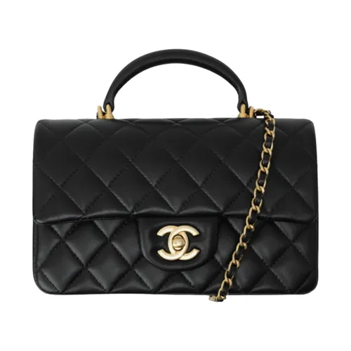 Túi xách Chanel - Túi Xách Tay Nữ Chanel Mini Flap Bag Top Handle Lambskin & Gold Black AS2431-B05810-94305 Màu Đen - Vua Hàng Hiệu