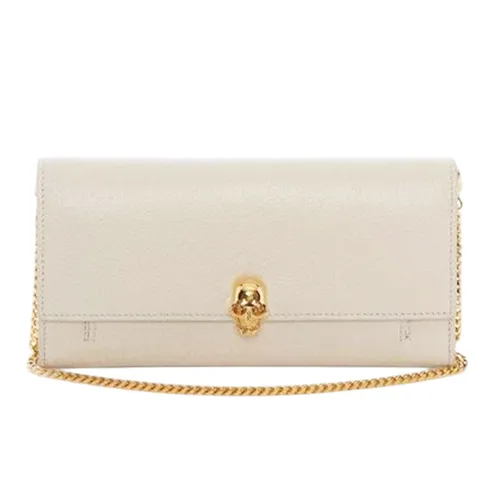 Alexander Mcqueen - Ví Nữ Alexander Mcqueen Skull Patent Leather Wallet On Chain Màu Trắng - Vua Hàng Hiệu
