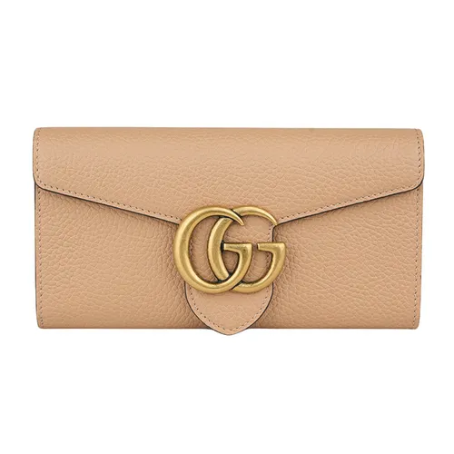 Túi xách - Ví Nữ Gucci GG Blondie Stitching Logo Flap Bi-Fold Long Wallet Màu Be Đậm - Vua Hàng Hiệu
