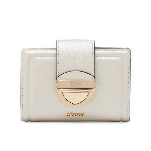 Ví Nữ Lyn Lena Short Wallet - Light Glitter Beige LL25CWF035 Màu Trắng Kem