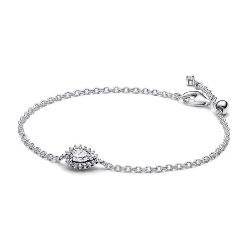 Trang sức Vòng đeo tay - Vòng Đeo Tay Nữ Pandora Sparkling Pear Halo Chain Bracelet 593001C01 Màu Bạc Size 18 - Vua Hàng Hiệu