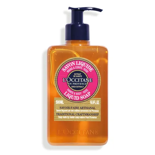 Mỹ phẩm - Xà Phòng Tắm Và Rửa Tay Bơ Đậu Mỡ Hương Hoa Hồng L'Occitane Shea Butter Rose Liquid Soap 500ml - Vua Hàng Hiệu