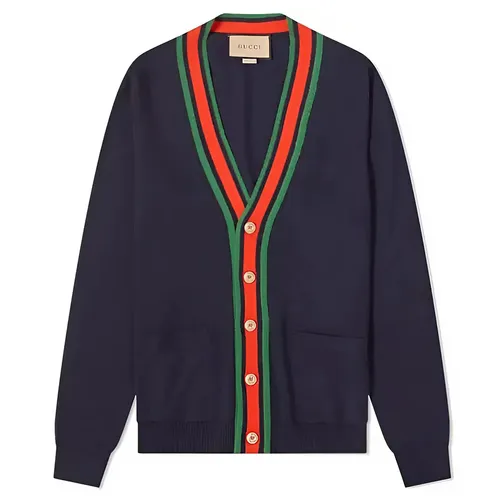 Áo Len Cardigan Nam Gucci Grg Trim Cardigan Màu Xanh Navy Size S
