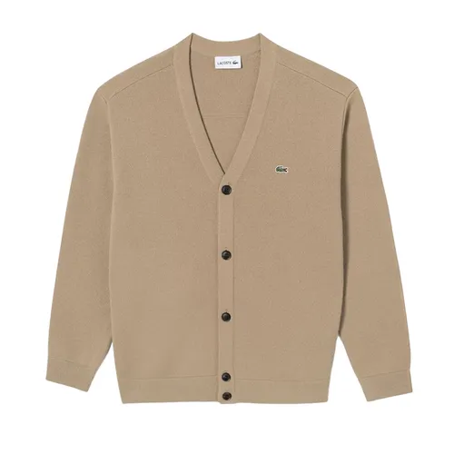 Áo Len Cardigan Nam Lacoste Men's Y-Neck Cardigan AH260E 51NR 02S Màu Nâu Size 3